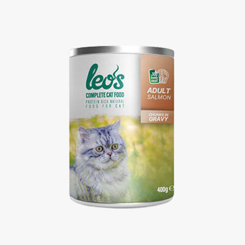 Leos Canned Cat with Salmon Pieces and Sauce 400 Gr